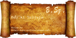 Béki Szilvia névjegykártya